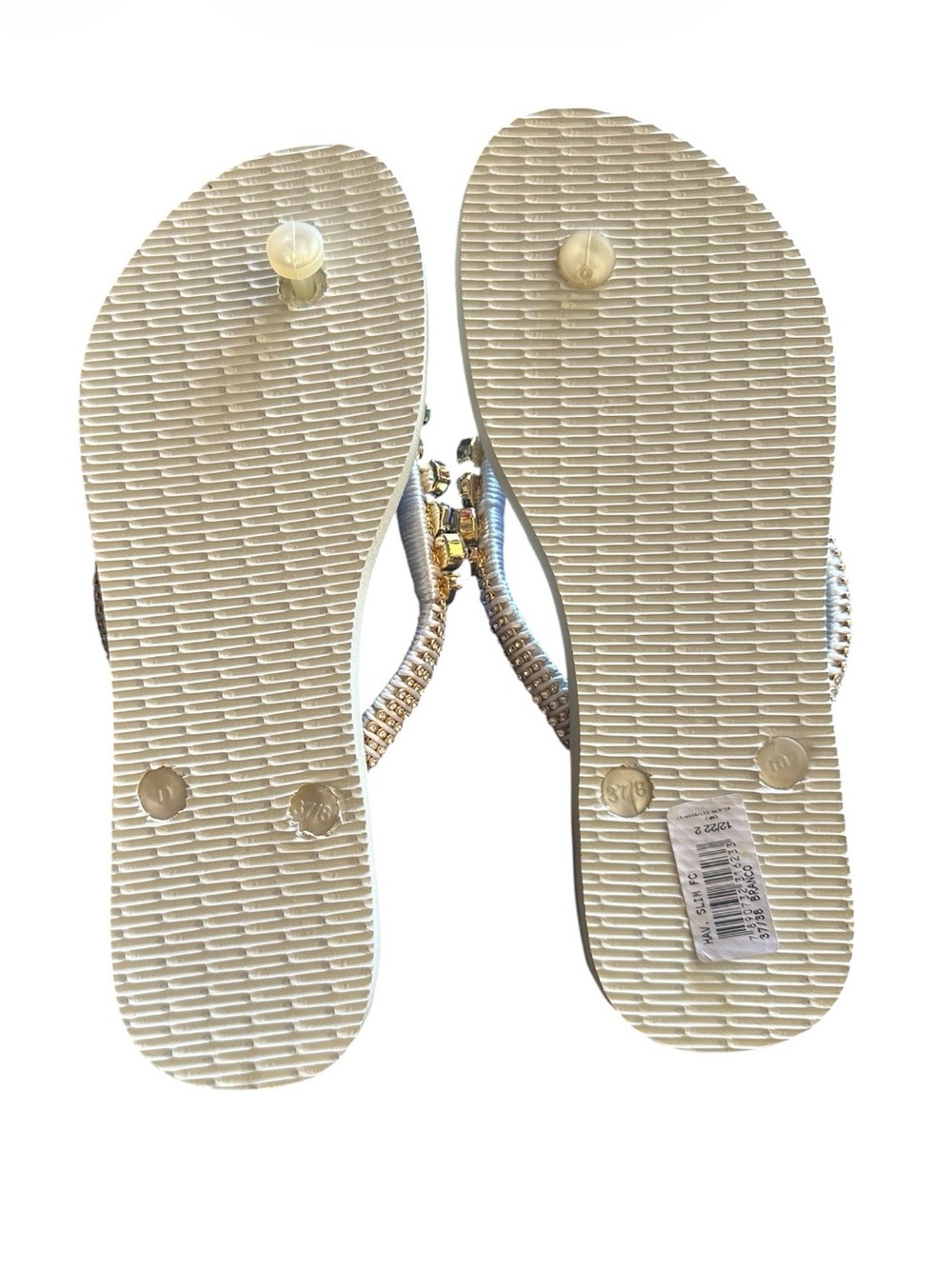 Havaianas hand  Beaded evil eye patterned Women’s Flip Flops. Size 7/8. - Picture 3 of 6